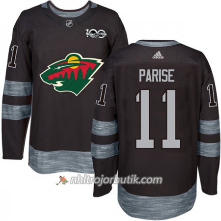 Män Ishockey Minnesota Wild Tröja Zach Parise 11 1917-2017 100th Anniversary Adidas Svart Authentic